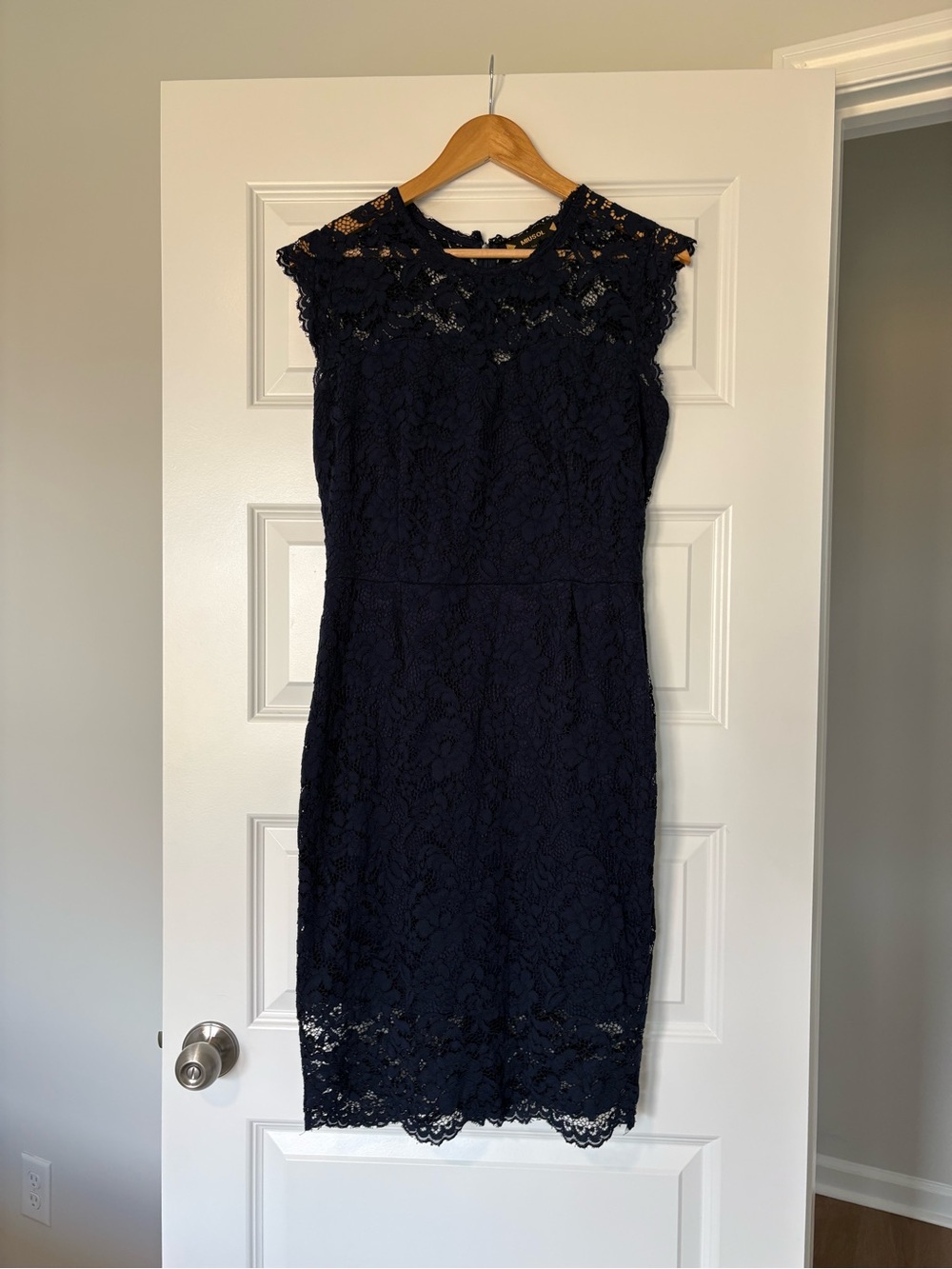 NWOT Miusol Navy Lace Midi Formal Wedding Guest Feminine Dress Size Large